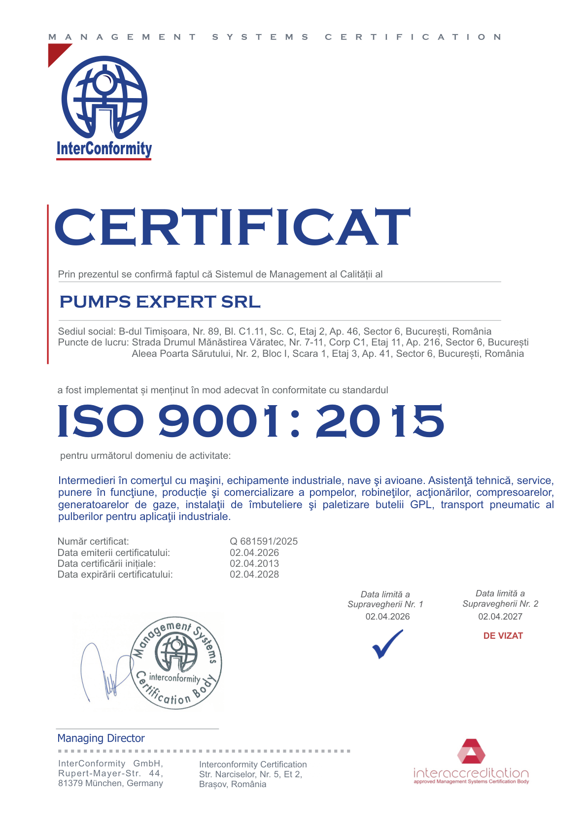 ISO 9001:2015 — Sistem de management al calității